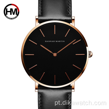 Relógios masculinos Hannah Martin CH02 Relógios masculinos de luxo da marca Life Quartz à prova d&#39;água Relógios de pulso de couro elegante para meninos